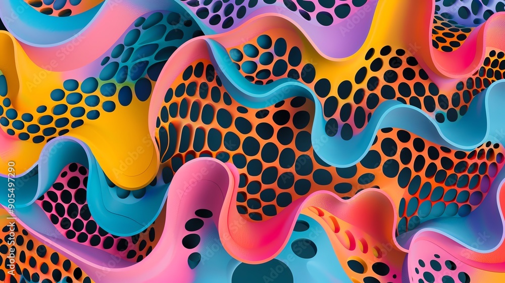 Poster vibrant abstract background featuring flowing shapes, dynamic colors, and intricate patterns in a ca
