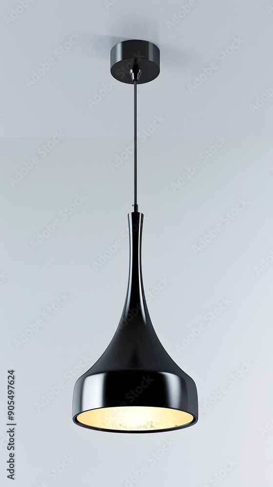 Wall mural Black Modern pendant lamp hanging isolated on white background
