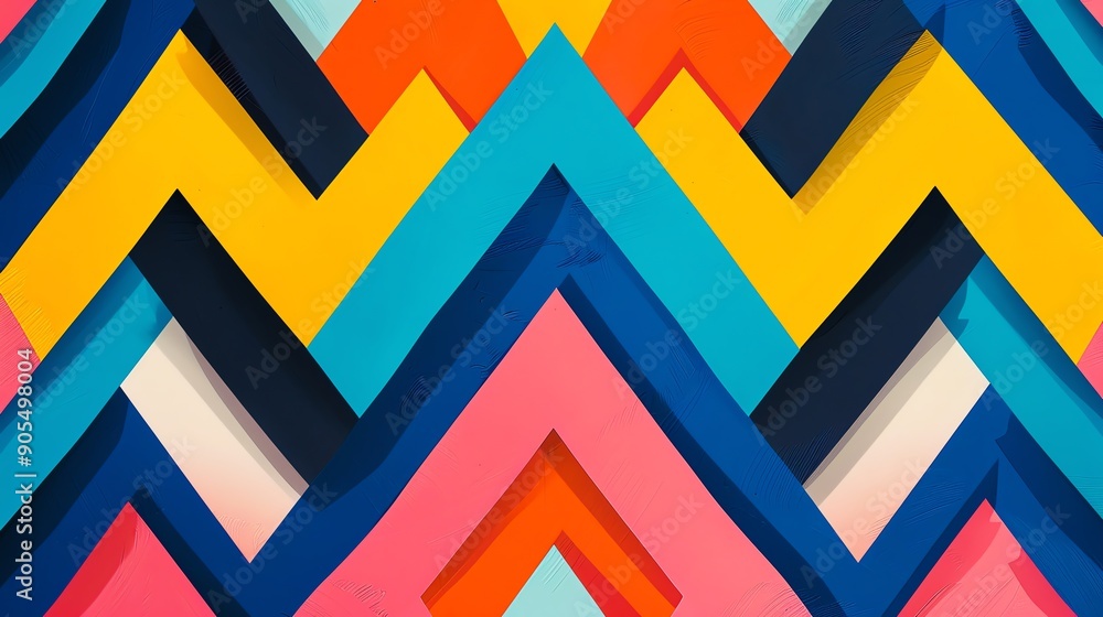 Poster vibrant zigzag pattern featuring contrasting colors, perfect for design projects, backgrounds, and c