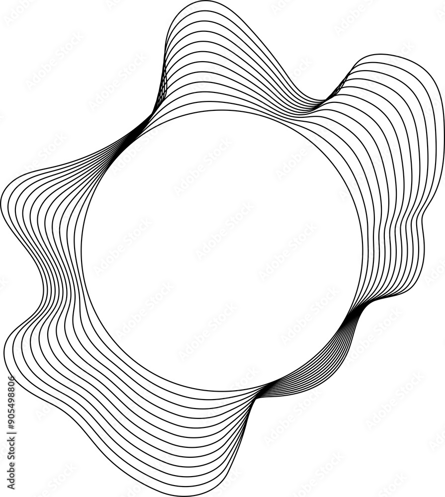 Fototapete Circle liquid shapes made of lines with empty space for text