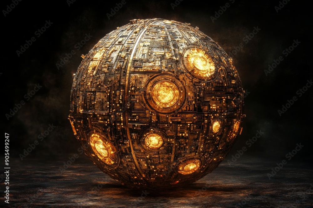 Aufkleber glowing robotic orb reflecting advanced technology and illuminated innovation