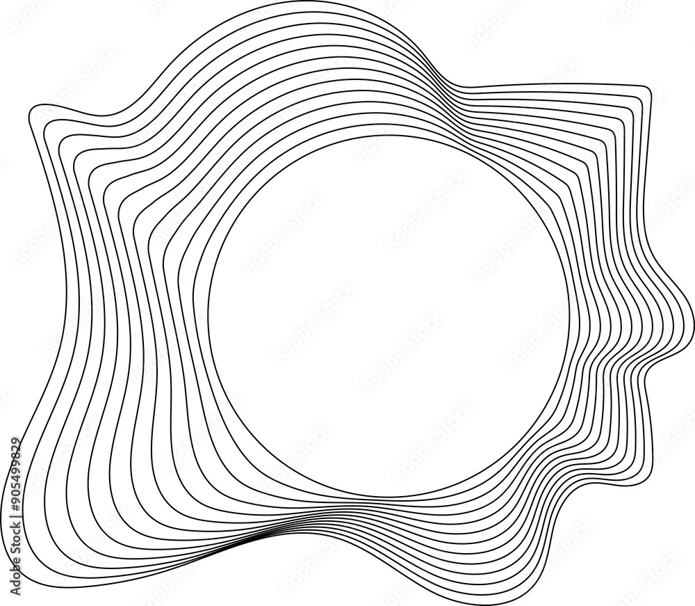 Aufkleber circle liquid shapes made of lines with empty space for text