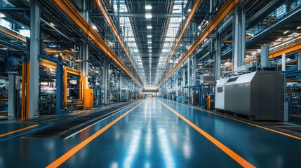 the interior of a modern factory