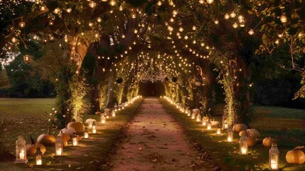 A path lined with lanterns 