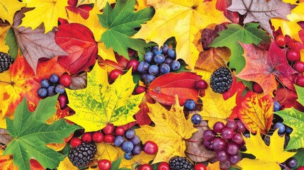 Autumn leaves and berries 