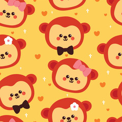 seamless pattern cartoon cute monkey. cute wallpaper for fabric print, gift wrap paper