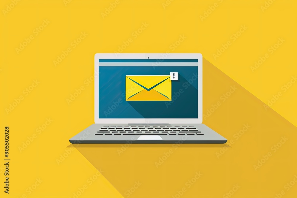 Poster an open laptop with an envelope icon on the screen email advertisement generative ai