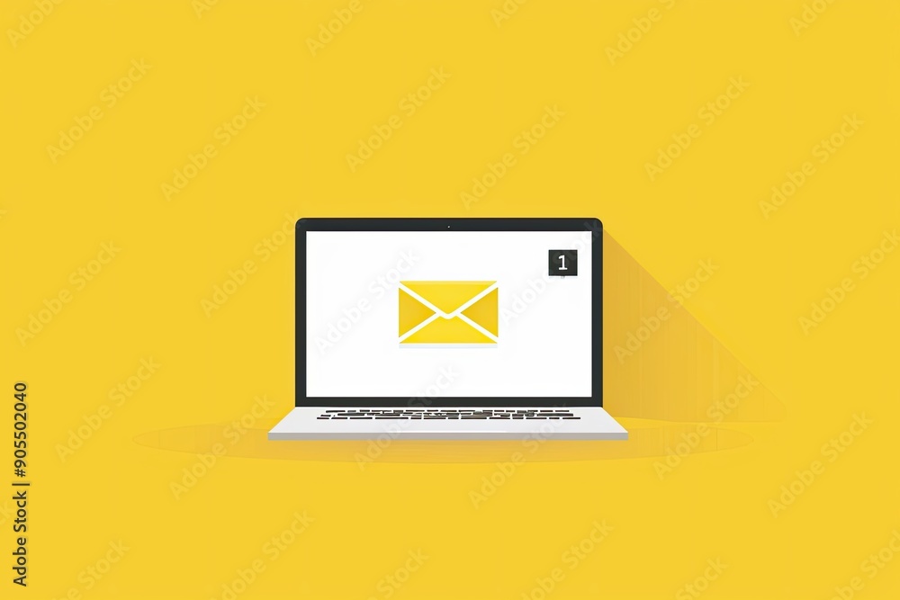 Poster an open laptop with an envelope icon on the screen generative ai