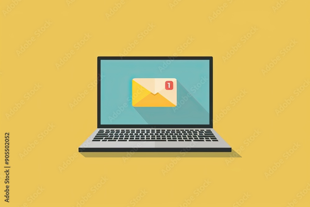 Poster an open laptop with an envelope icon on the screen email advertisement generative ai