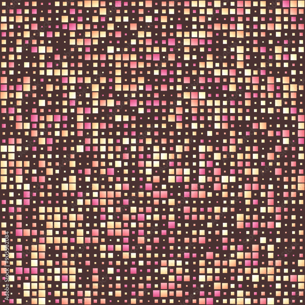 Poster abstract background featuring gradient squares in multiple colors with warm tones and a dark backgro
