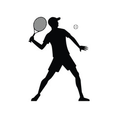 tennis player silhouette vector design template