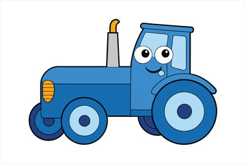 Blue tractor  art vector