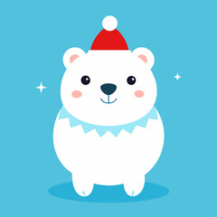 cute little christmas ice bear in winter winter vector illustration