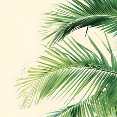 Obraz premium Palm Tree Leaves on a White Background. Minimalist and Clean Design Highlighting the Natural Elegance of Tropical Foliage.