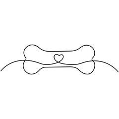 Obraz premium Bone single line art, continuous one line drawing of Isolated outline vector art