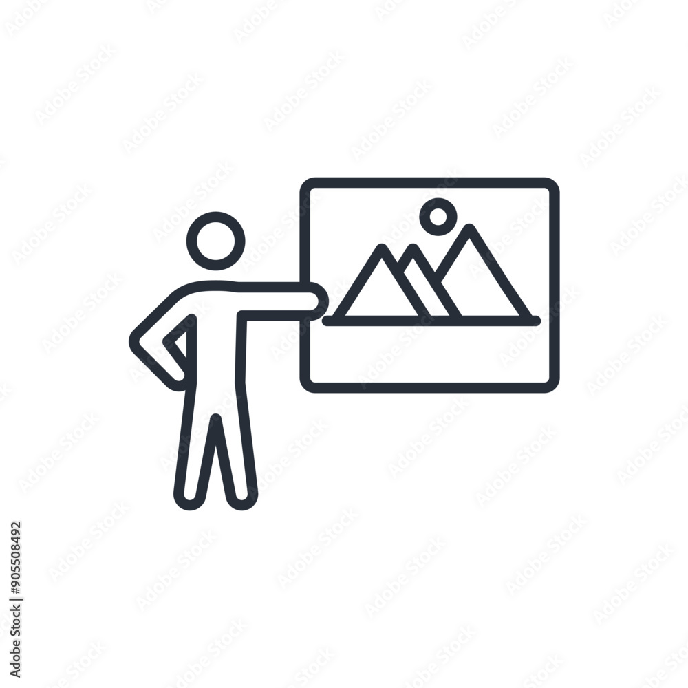 Poster view icon. vector.editable stroke.linear style sign for use web design,logo.symbol illustration.