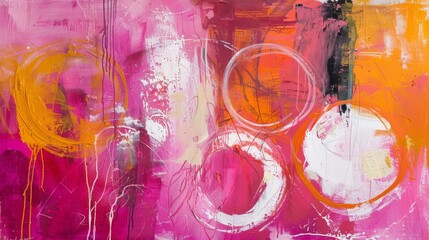 Captivating Abstract Expressionist Artwork Featuring Vibrant Pink and Orange Hues