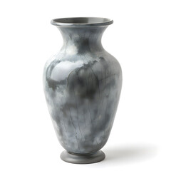 Grey ceramic vase isolated on white background