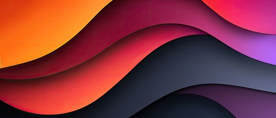 Abstract colorful wave patterns with a gradient effect ranging from warm to cool colors, creating a vibrant and dynamic design.