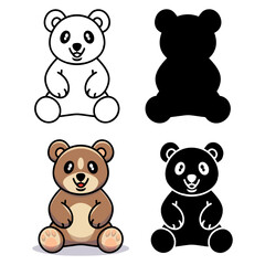 Obraz premium Bear vector illustration cartoon style flat color with white background