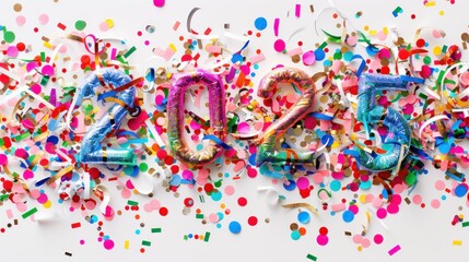 Obraz premium 2025 new year number party concept with balloon textured