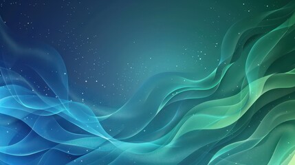 A serene abstract background featuring flowing waves of blue and green tones, perfect for calming and modern design projects.