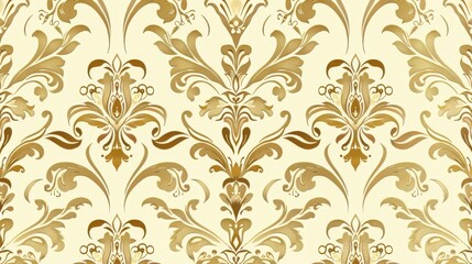 A sophisticated pattern background featuring elegant, repeating motifs in shades of gold and ivory, the intricate designs and luxurious color palette adding a touch of opulence and refinement