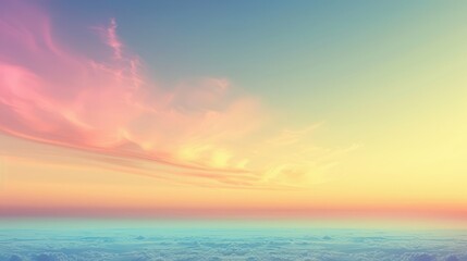 Obraz premium A serene landscape showcasing a pastel sky at sunset, with soft clouds and tranquil colors blending seamlessly.