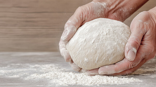 Mastering the Art of Pizza Making  Fresh Dough Ready for Traditional Hand-Tossed Pizza Preparation like in Naples Italy