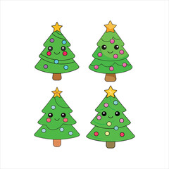 Christmas tree kawaii vector