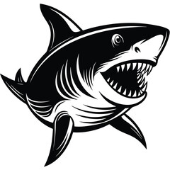 Fototapeta premium Black and white shark vector