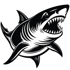 Fototapeta premium Black and white shark vector