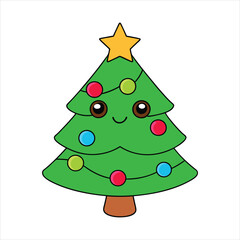 Christmas tree kawaii vector