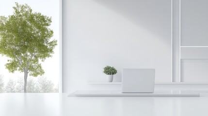 A futuristic home office with integrated smart devices that seamlessly organize tasks and inspire creativity, copy space for text, high-resolution photo, realistic photo