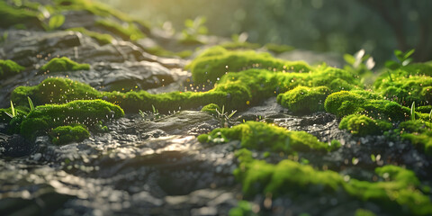 Textured Green Moss Close-Up for Nature Background Use