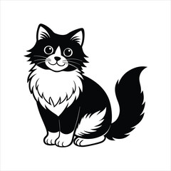 Cute Ragdoll Cat linocut vector