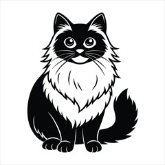 Cute Ragdoll Cat linocut vector