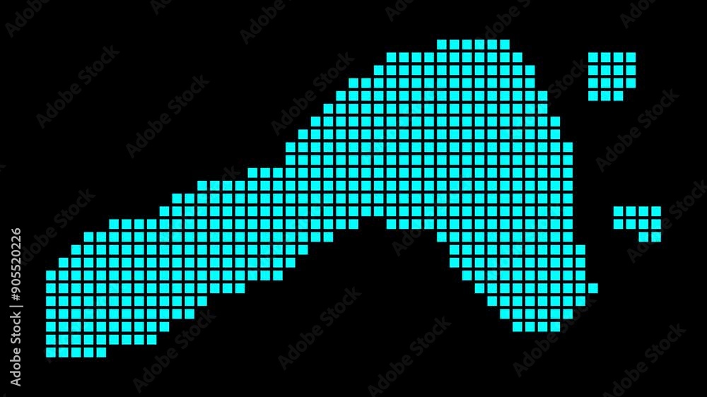 Poster ko lipe digital map. map of ko lipe in dotted style. shape of the island filled with rectangles. awe