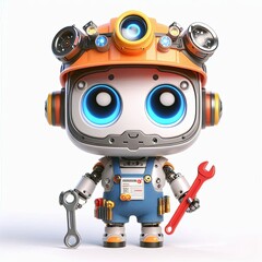 A cute robot Mechanic Cartoon , 3d Generative AI
