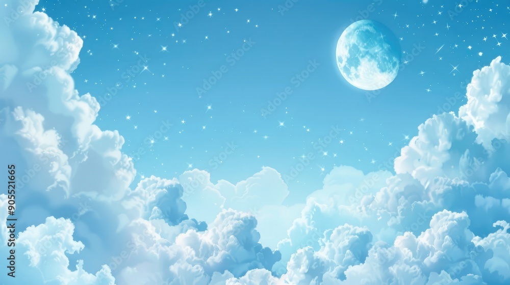 Poster sky backdrop with clouds moon and space for text