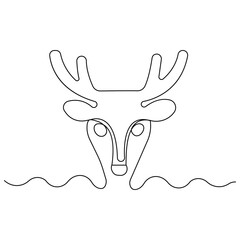
Deer  single line art, continuous one line drawing of  Isolated outline vector art

