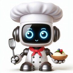 A cute robot Chef Cartoon , 3d  Generative AI