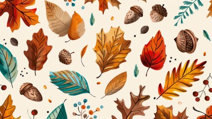 Obraz premium A variety of leaf shapes. Oak maple, and other deciduous tree leaves