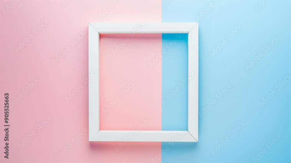 Poster white blank square frame for mock up and display products with pastel colors