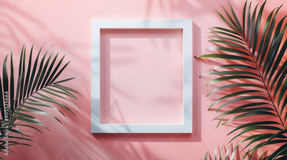 Poster white blank square frame for mock up and display products with pastel colors