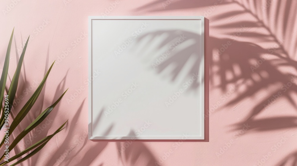 Poster white blank square frame for mock up and display products with pastel colors