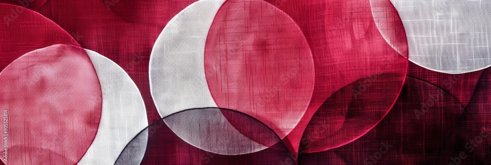 Aufkleber an artistic and visually striking blend of vibrant red and soft white circular patterns, creating a 