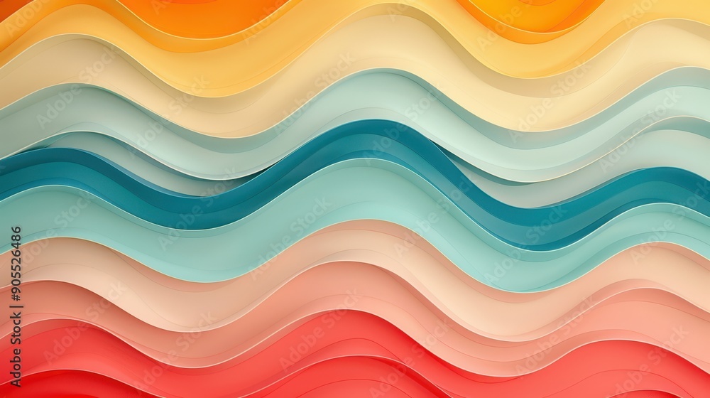 Wall mural colorful abstract waves create a vibrant and dynamic background, perfect for modern design projects 