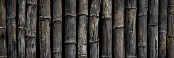 Obraz premium This closeup image highlights textured dark bamboo, ideal for tranquil, naturethemed backgrounds or designs