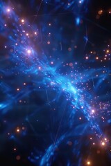 Naklejka premium Illuminated Futuristic Abstract Patterns with Interconnected Lines